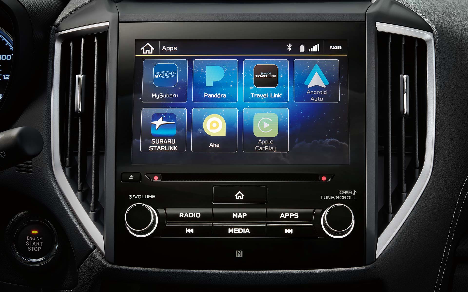 A close-up of the SUBARU STARLINK Multimedia touchscreen on the 2022 Forester. | Five Star Subaru in Grapevine TX