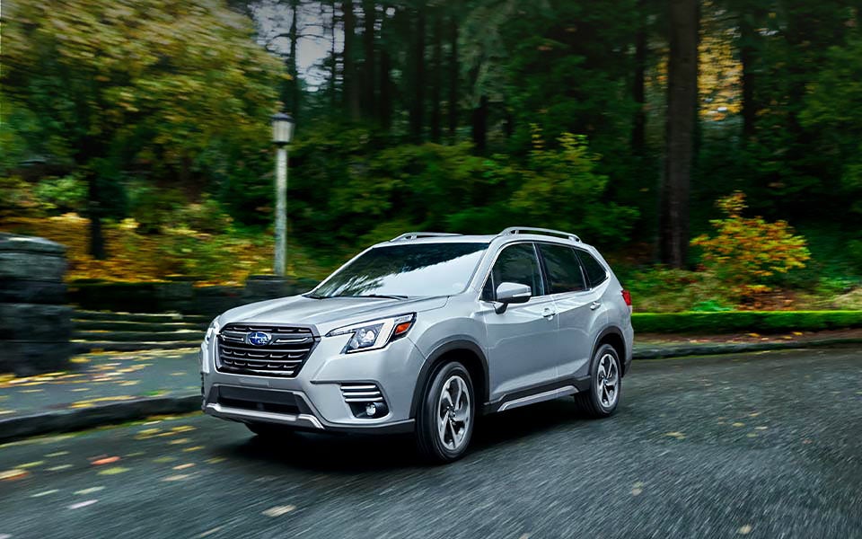 A 2022 Forester driving on a highway. | Five Star Subaru in Grapevine TX