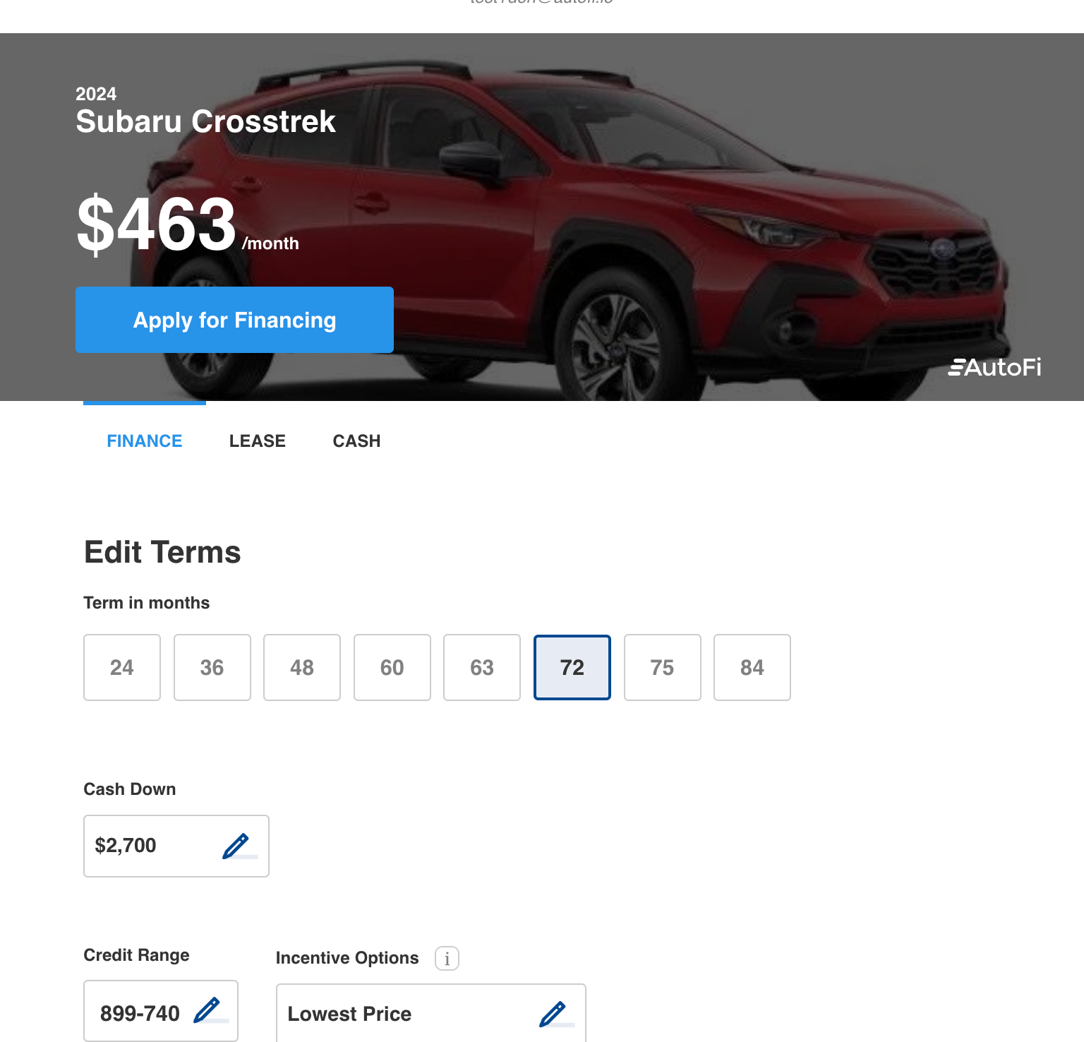 Payment Calculator for the 2024 Subaru Ascent Onyx Edition Limited.
